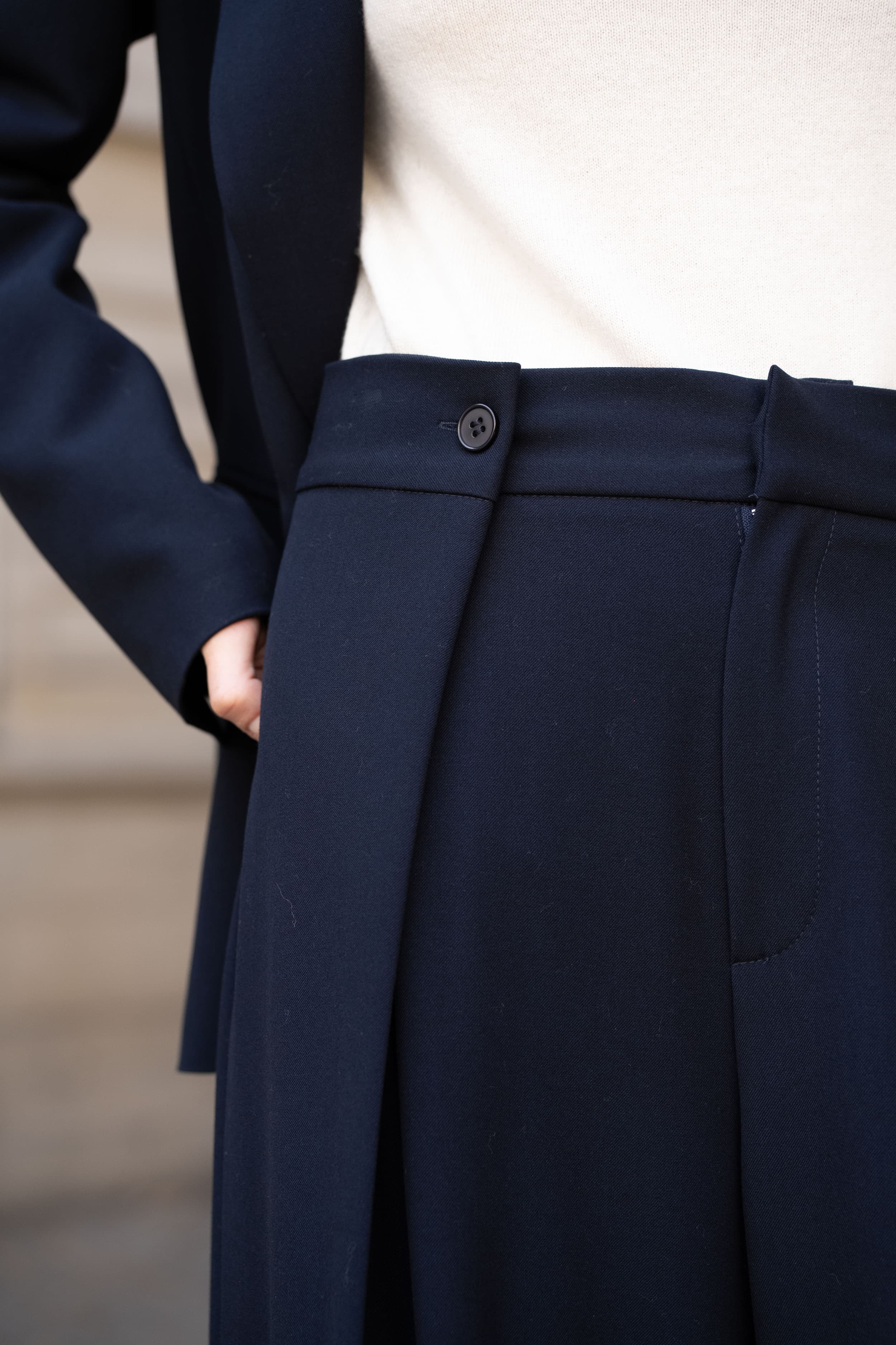 PANTALON PALAZZO À PLIS BLEU 