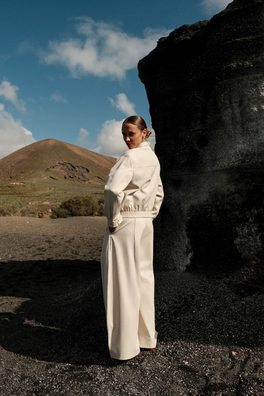 PANTALON WIDE LEG A PLIS BEIGE 