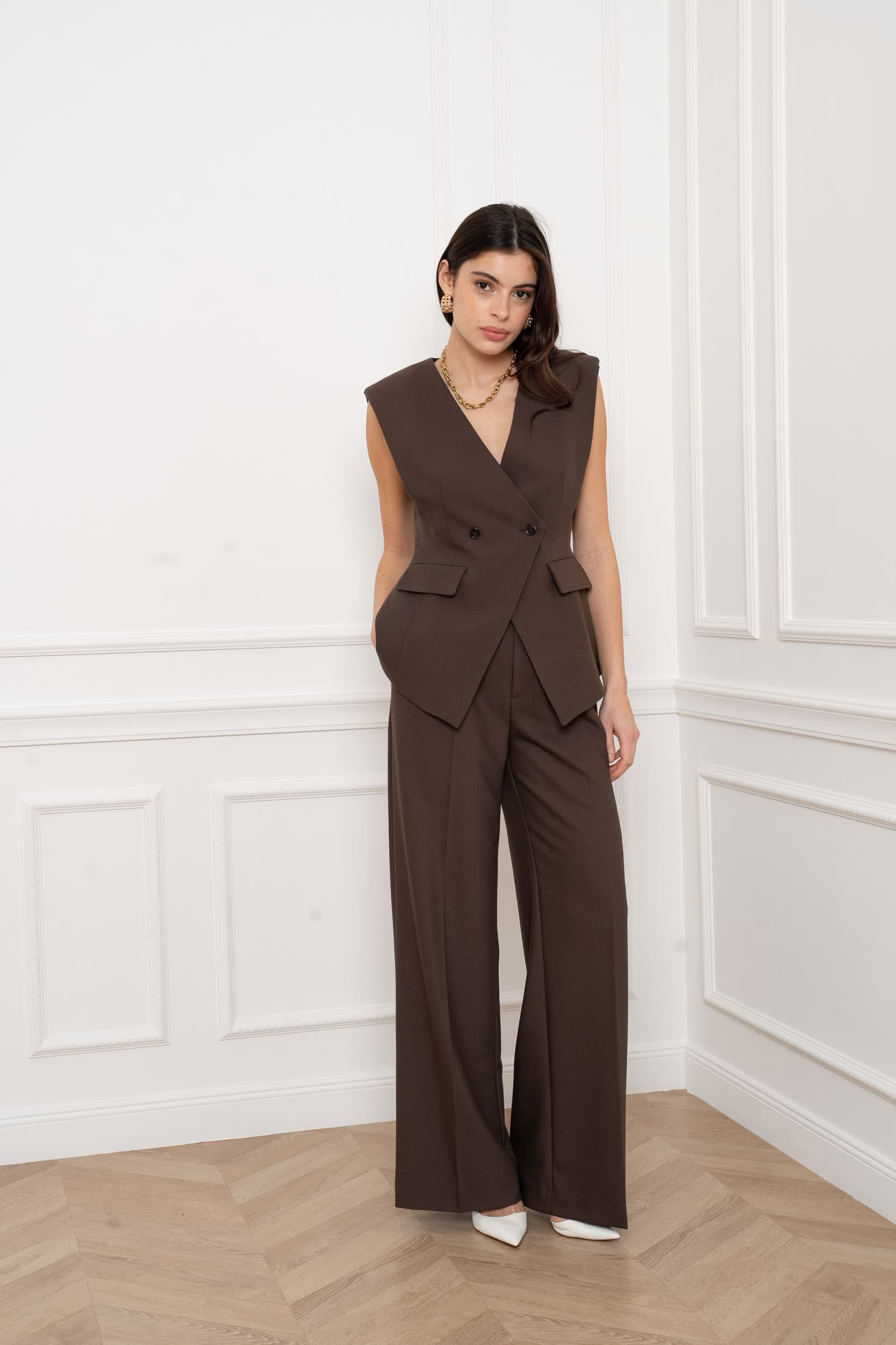 PANTALON WIDE LEG A PLI 