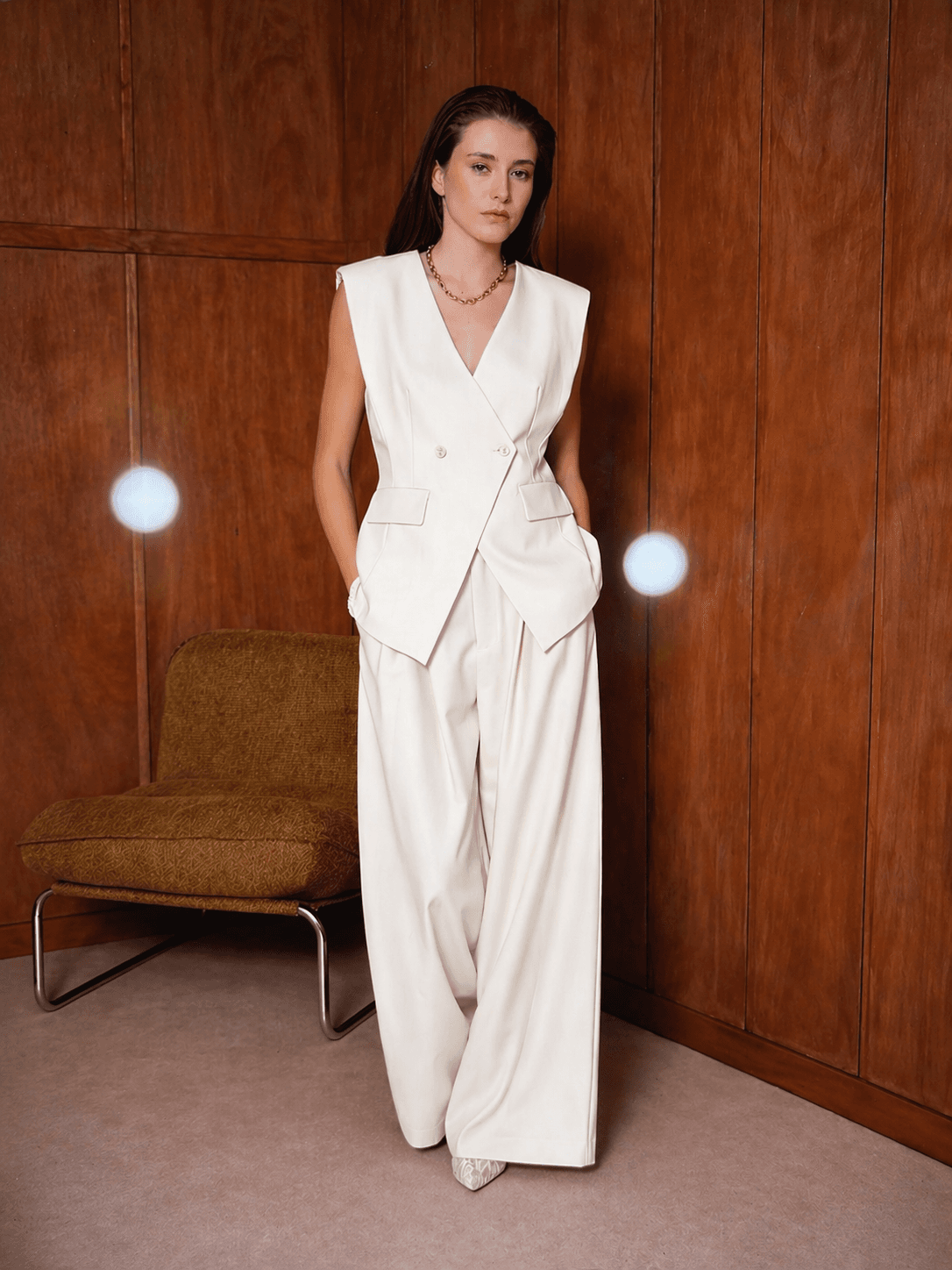 PANTALON À PLIS WIDE LEG 