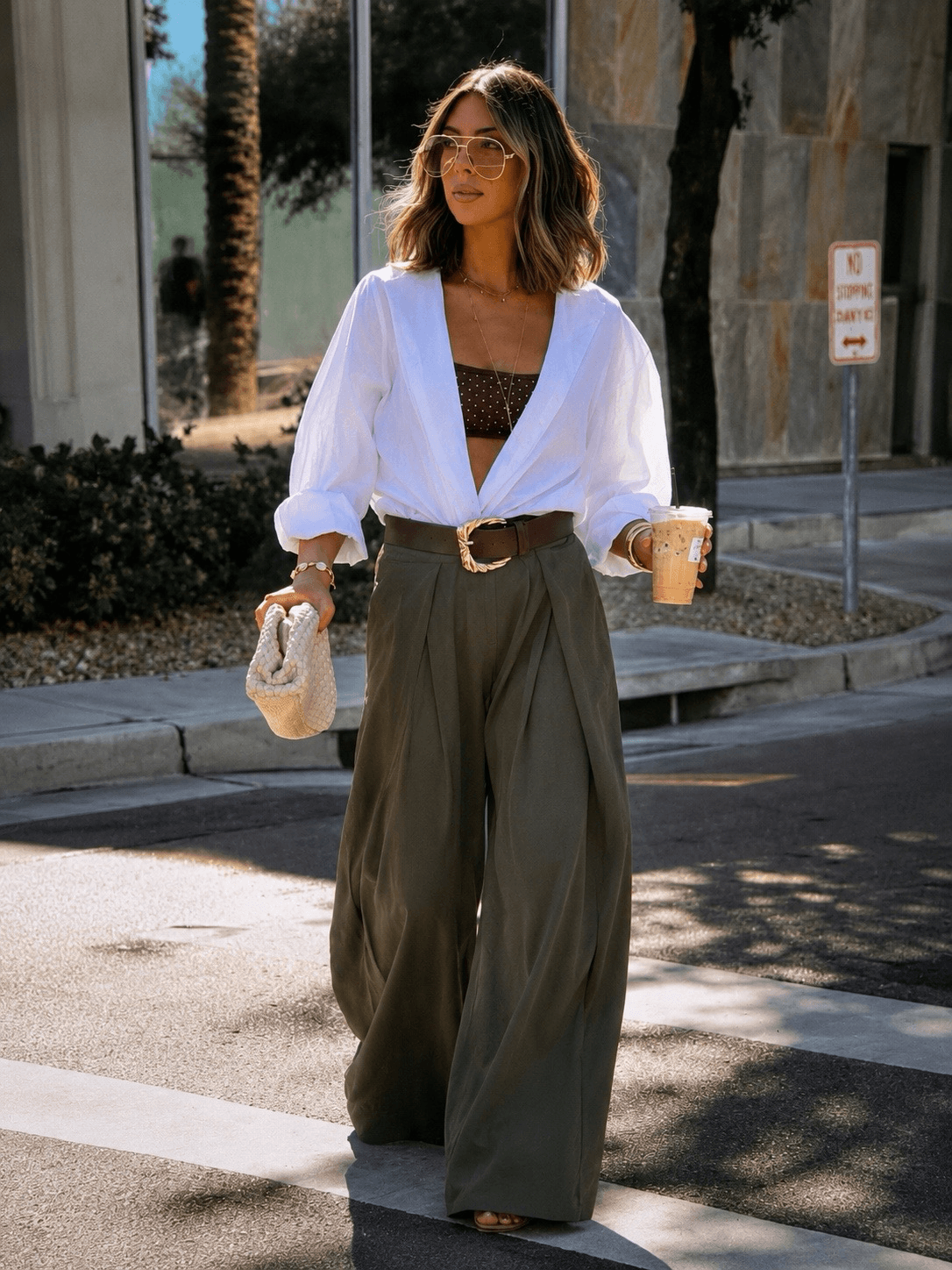 PANTALON À PLI EN COTON