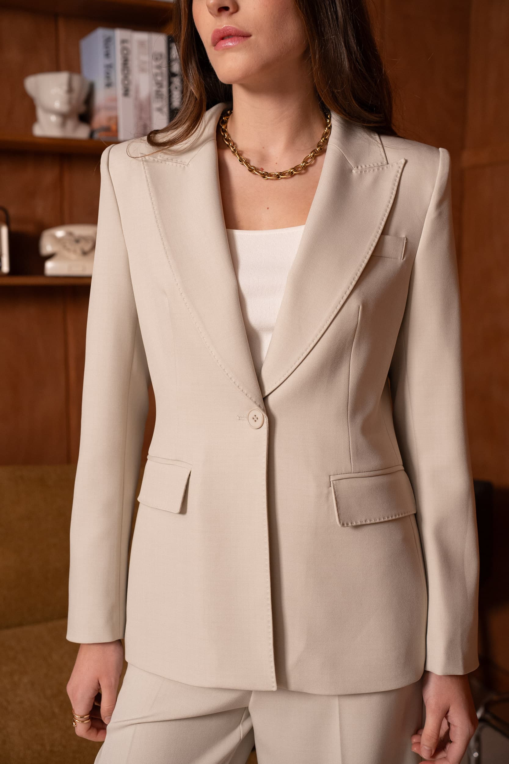 BLAZER CINTRÉ COUTURES PIQUÉES 