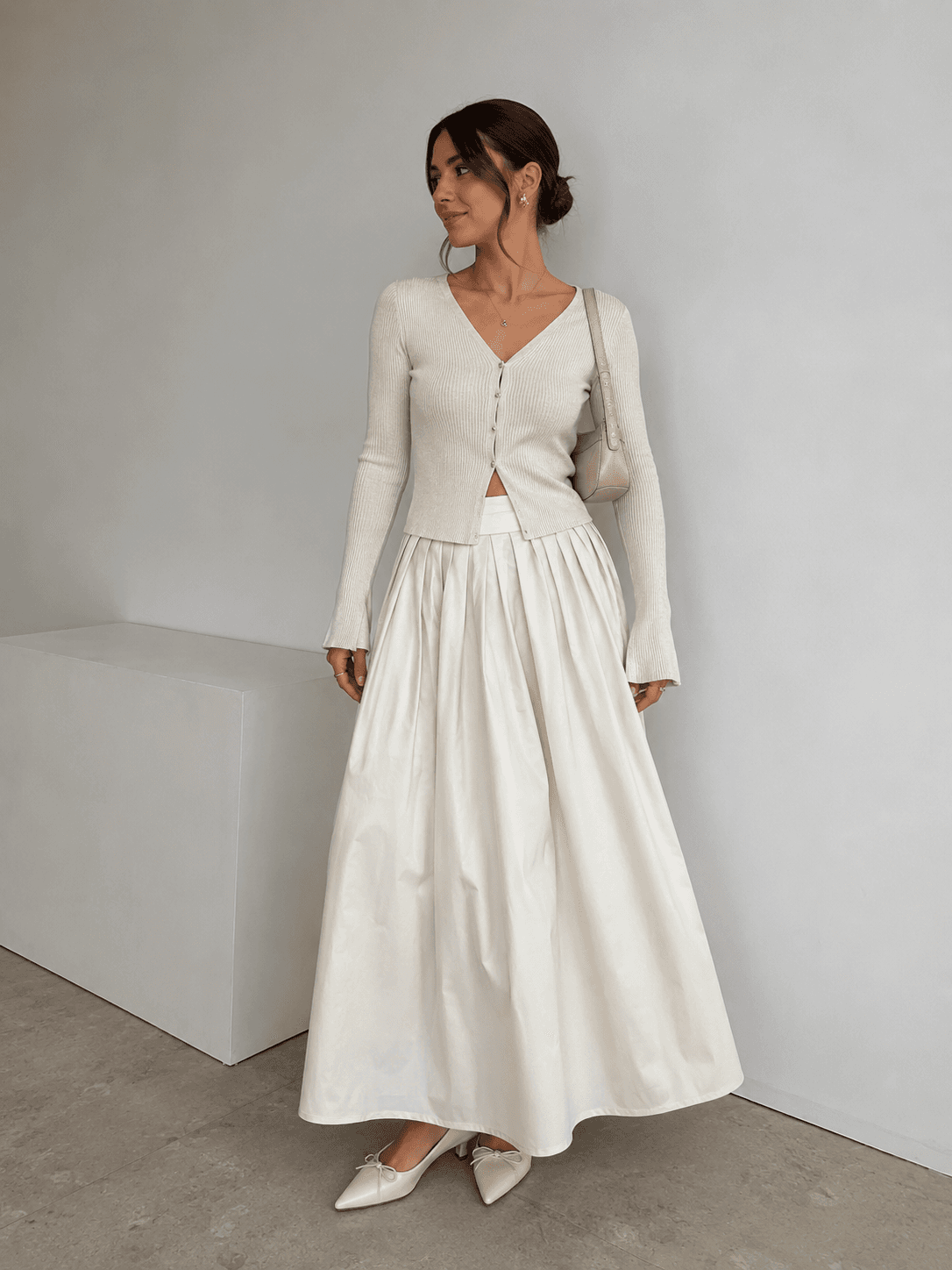 JUPE LONGUE ÉVASÉE TAILLE HAUTE