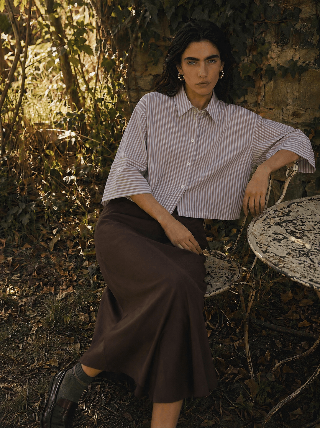 CHEMISE RAYÉE À MANCHES KIMONO
