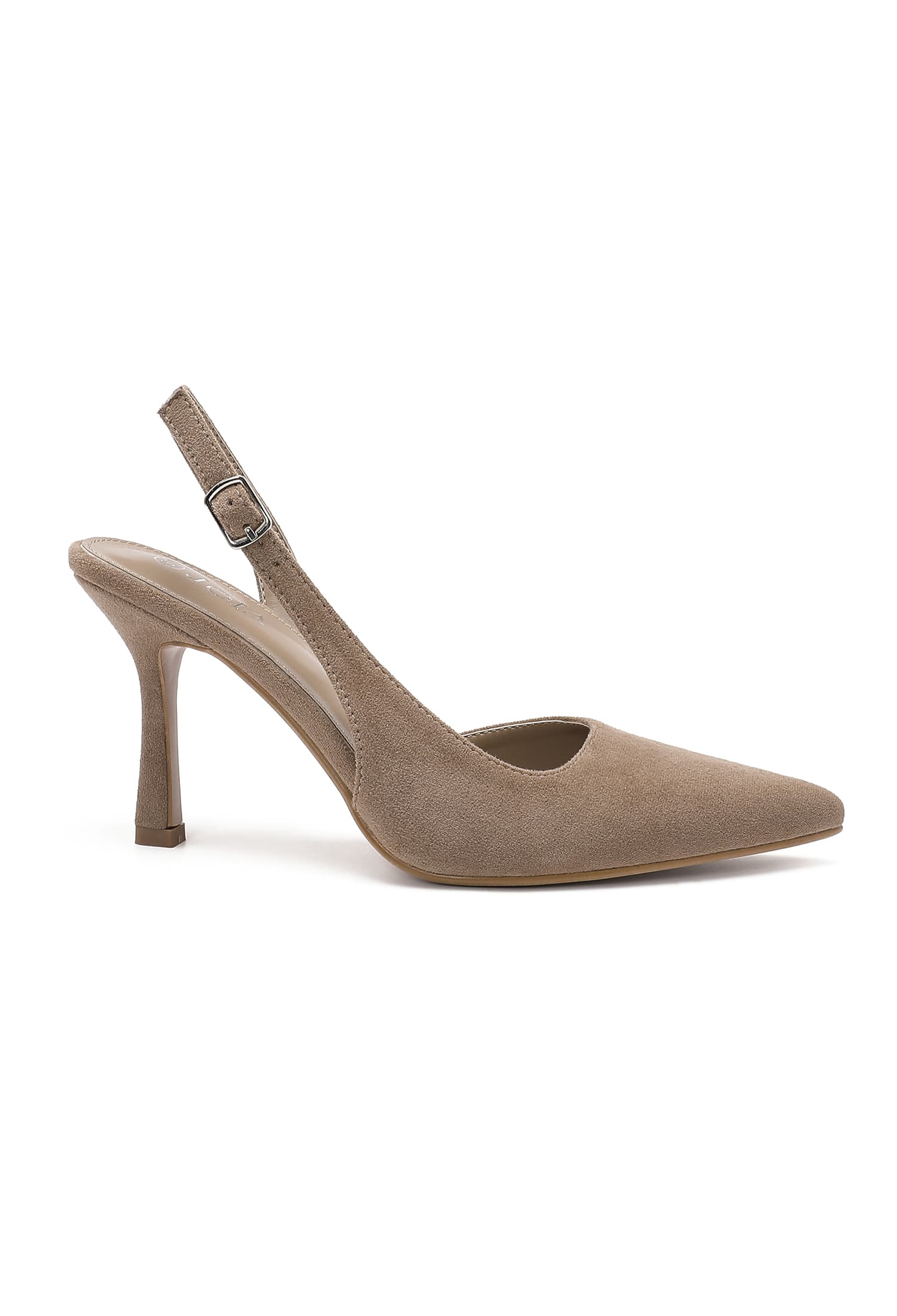 ESCARPINS À BRIDE EN SUÉDINE TAUPE 