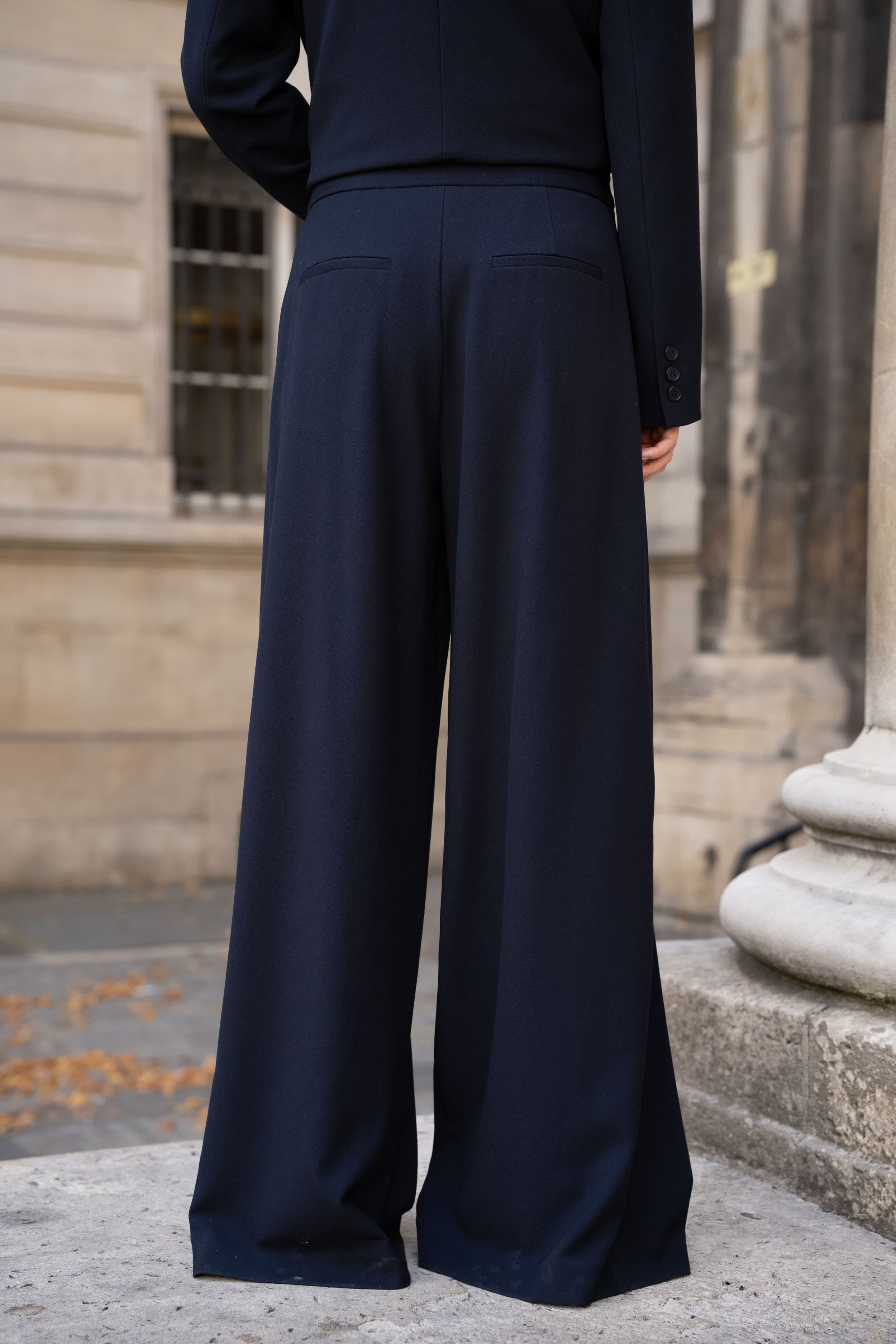 PANTALON PALAZZO À PLIS BLEU 