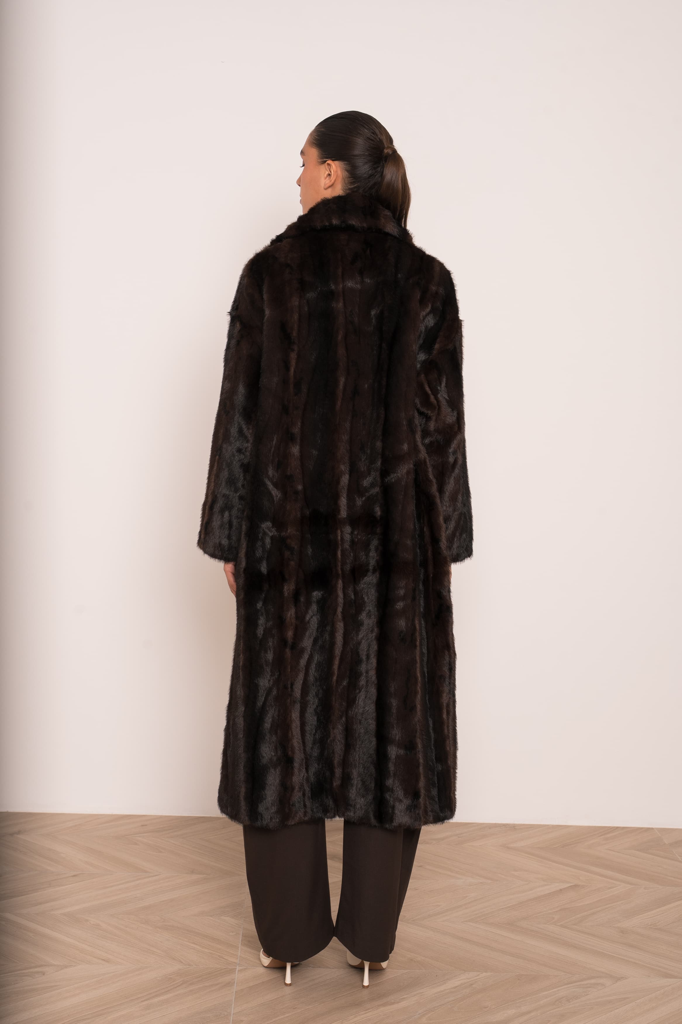 Manteau long en fausse fourrure effet vison