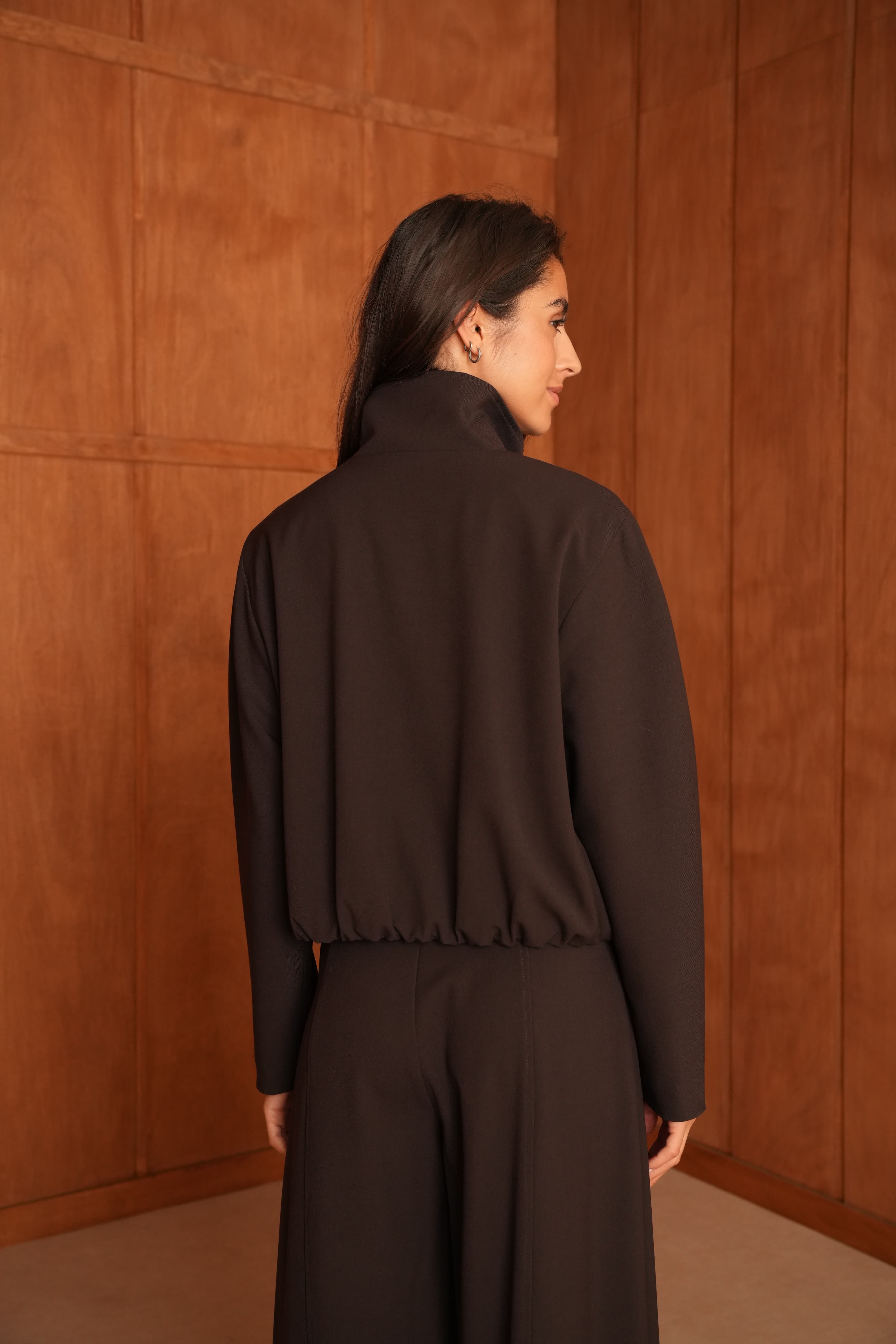 VESTE SORA À BRANDEBOURGS MARRON