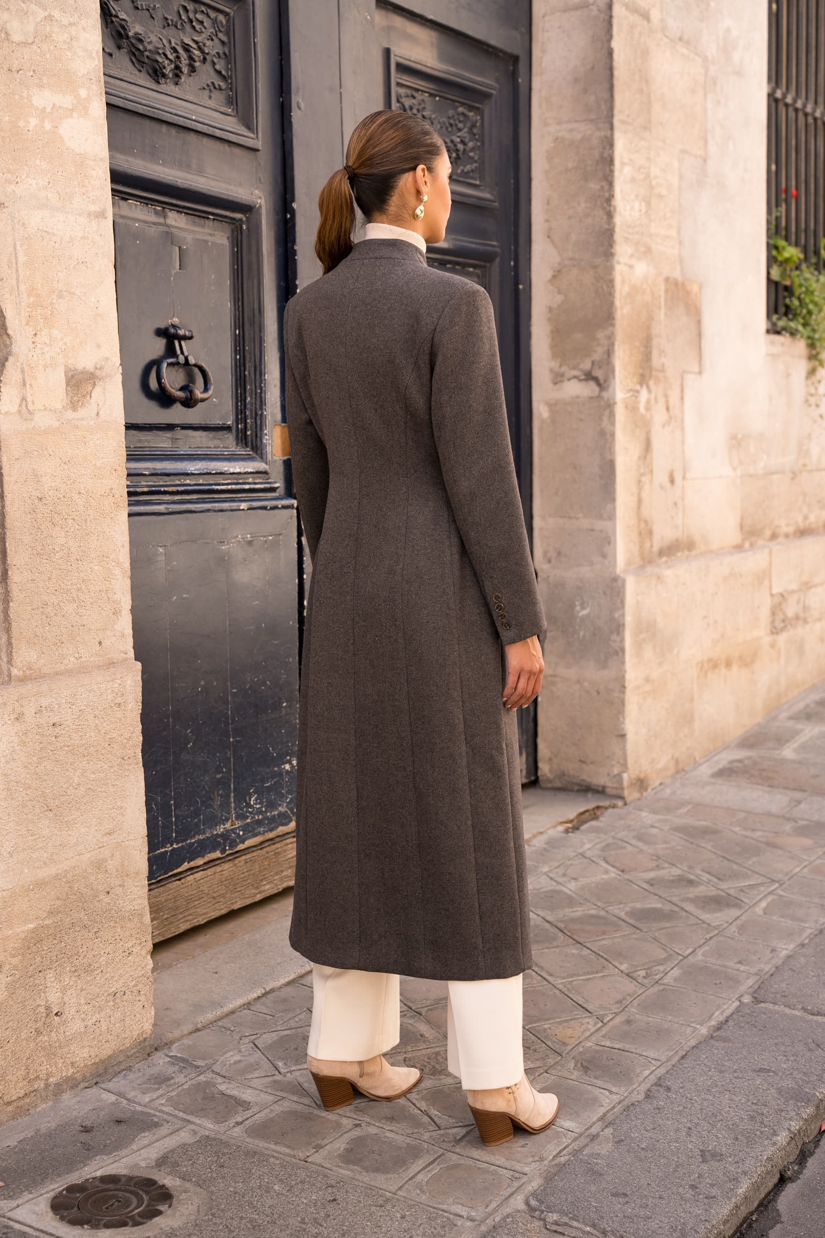  MANTEAU LONG CINTRÉ À COL CROISÉ