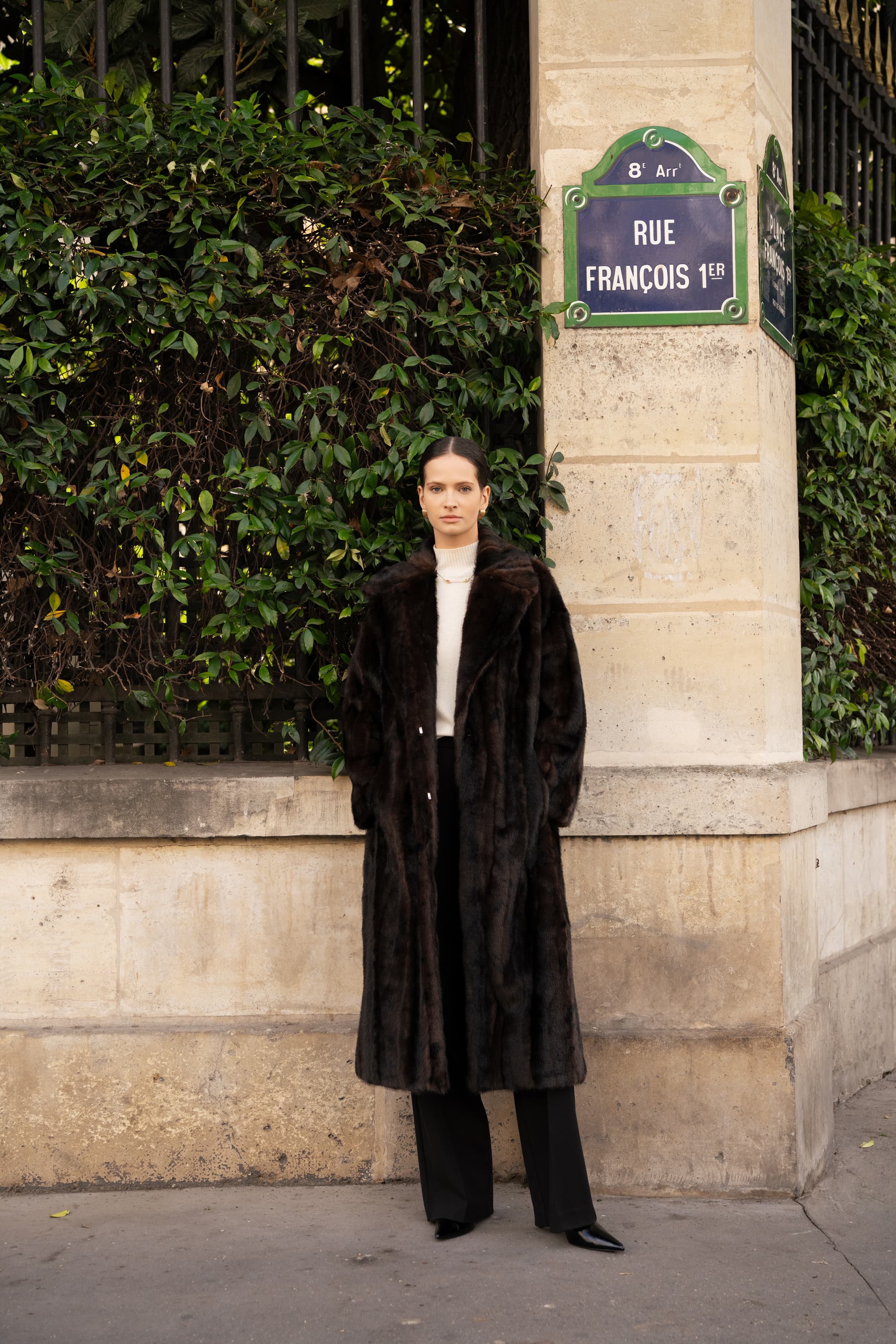 Manteau long en fausse fourrure effet vison