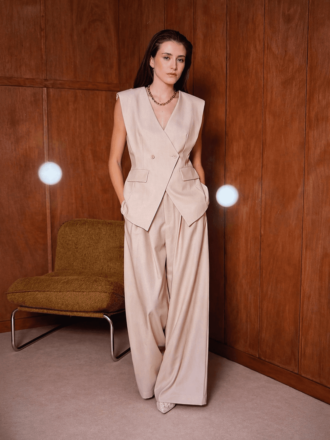 PANTALON À PLIS WIDE LEG