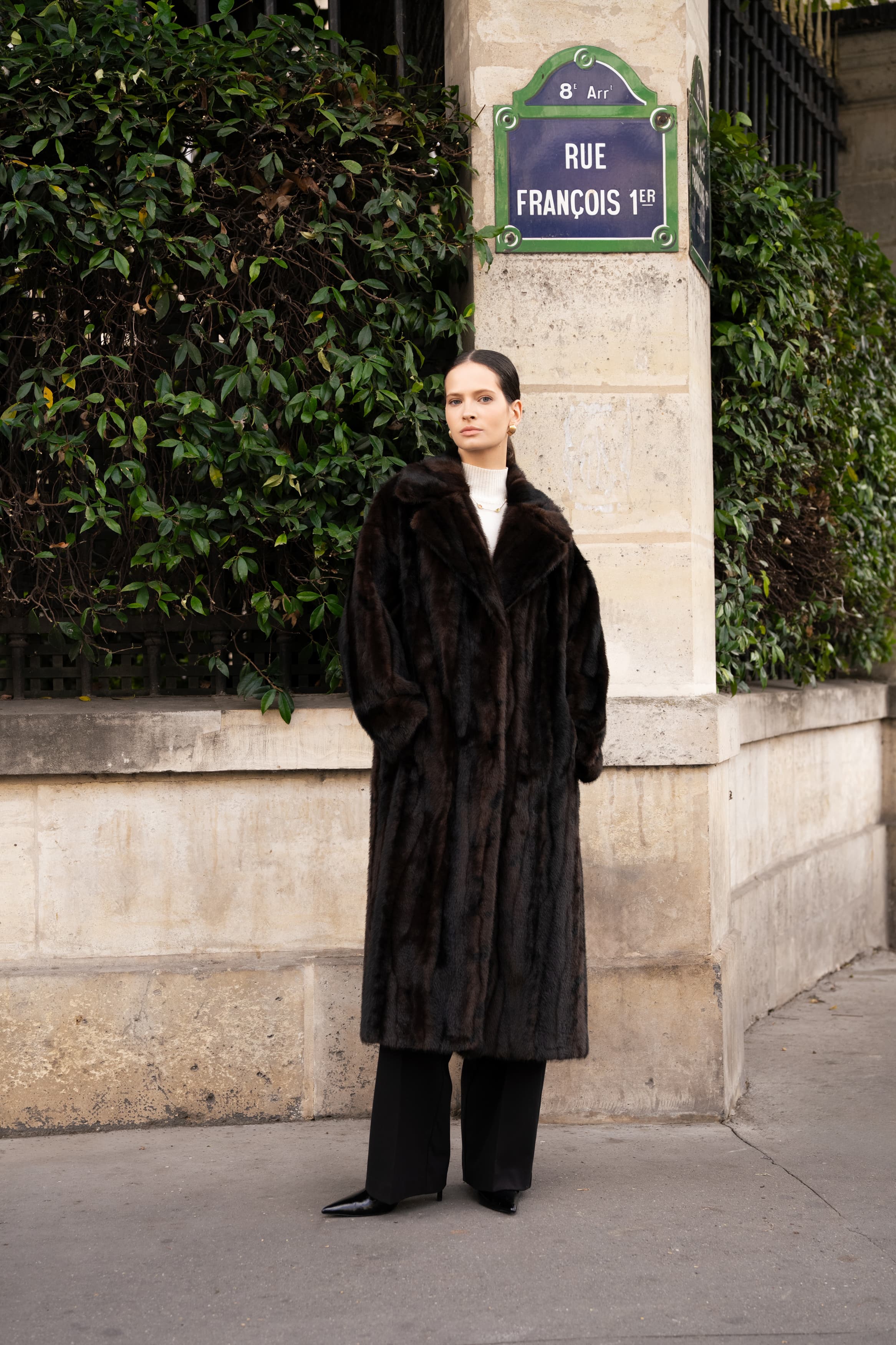 Manteau long en fausse fourrure effet vison
