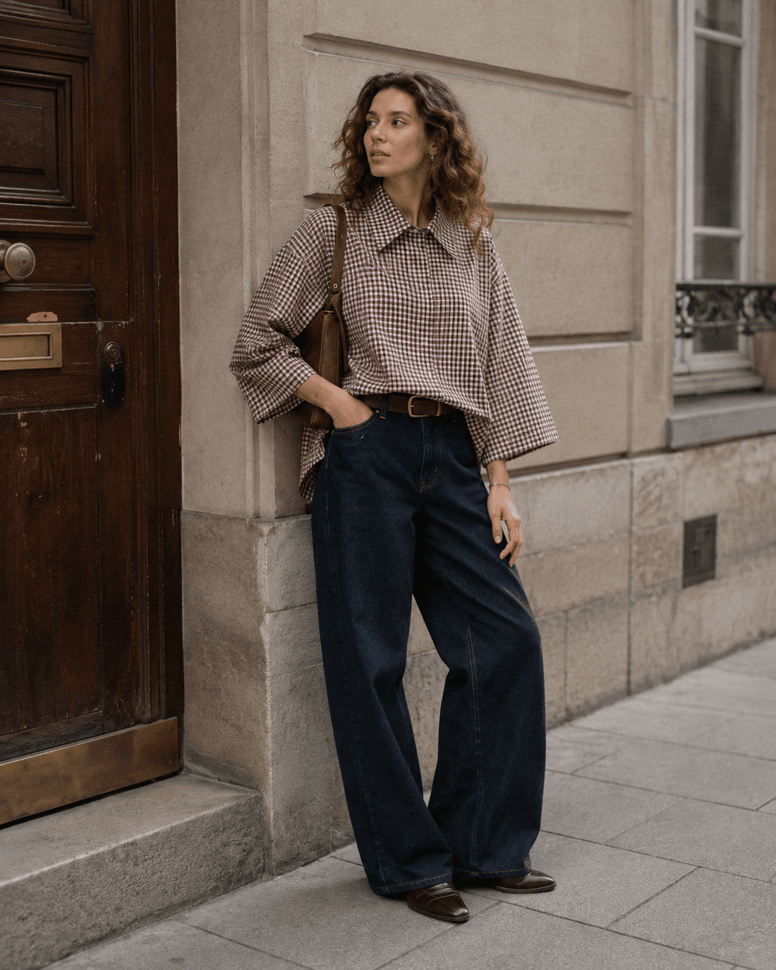 CHEMISE À CARREAUX À MANCHES KIMONO 
