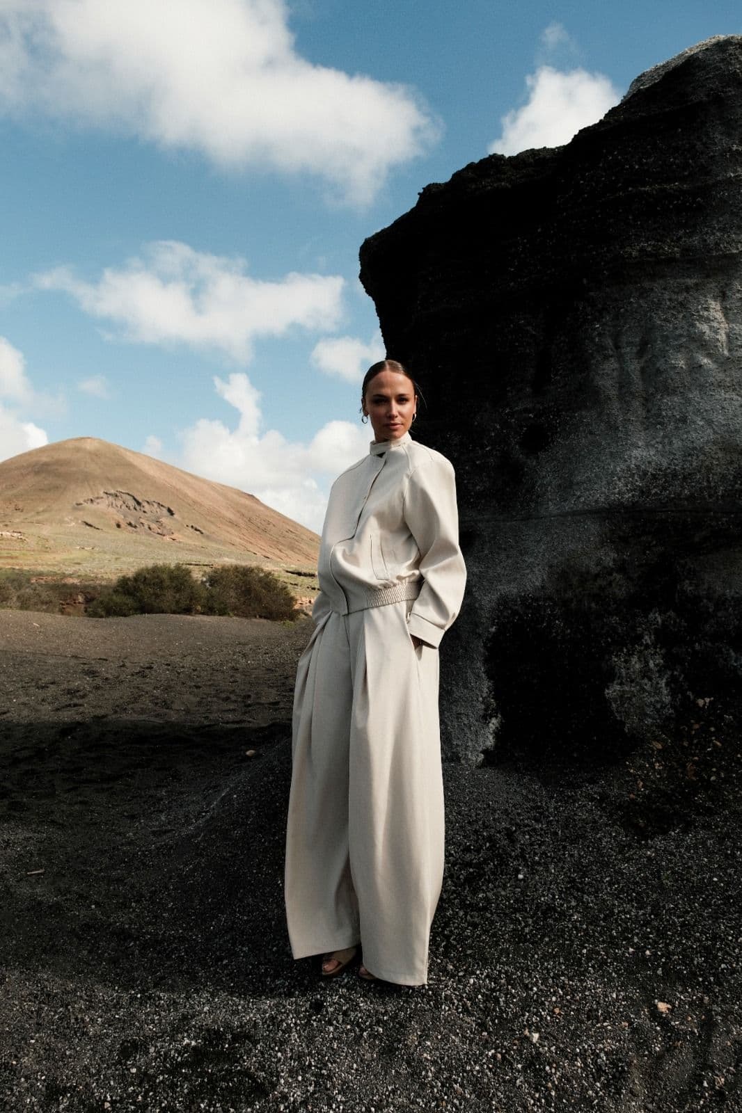 PANTALON WIDE LEG A PLIS BEIGE 