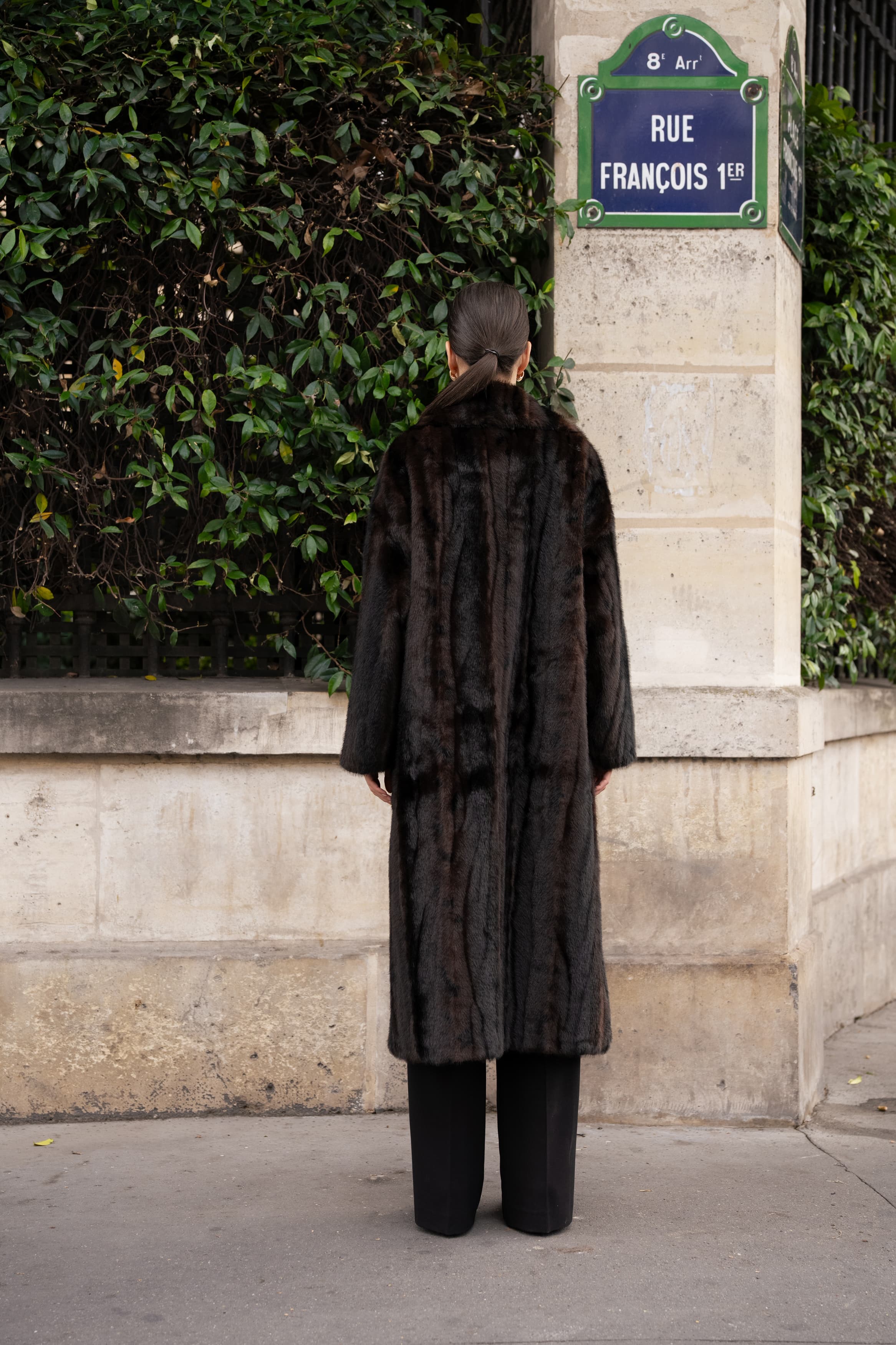 Manteau long en fausse fourrure effet vison