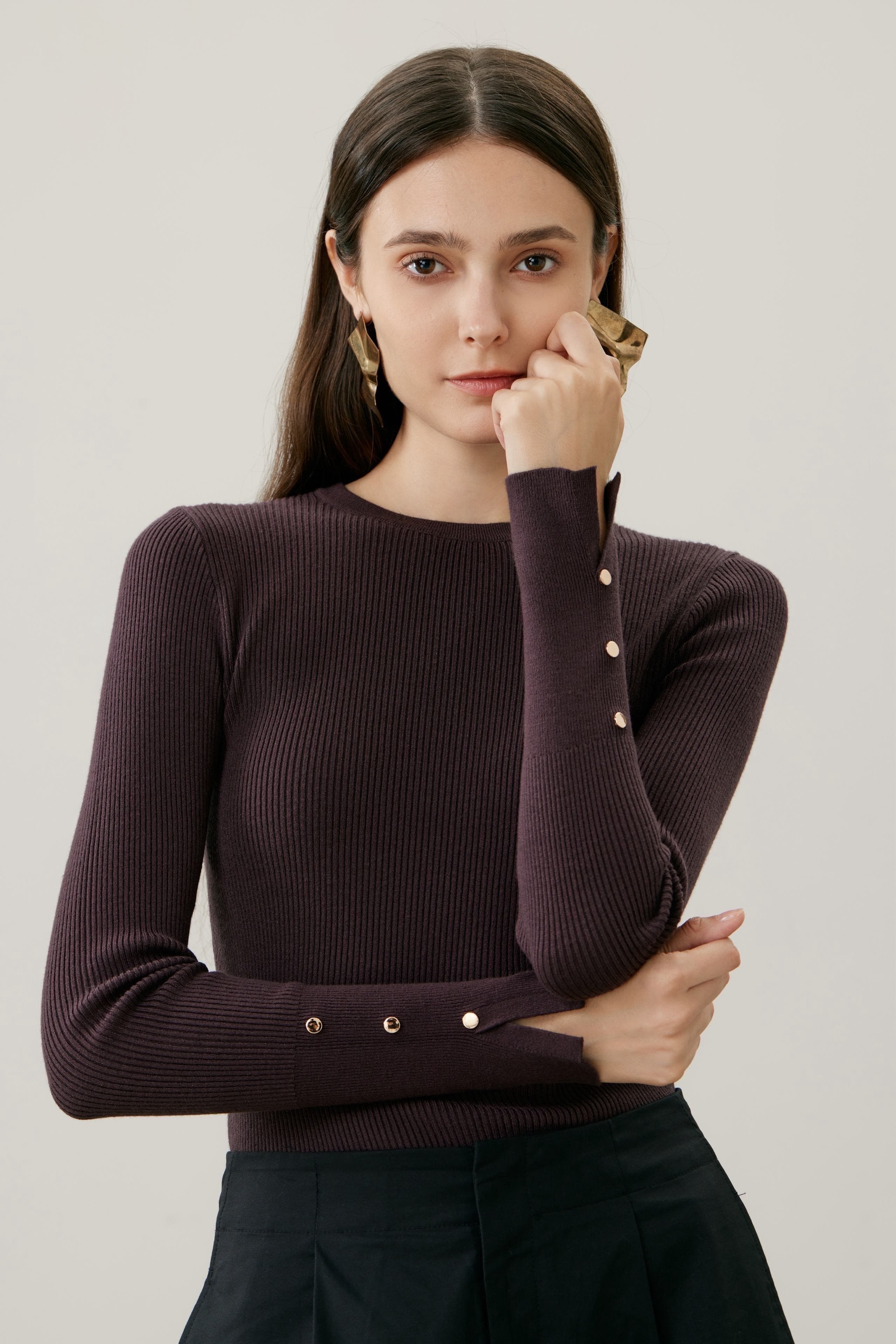 TOP MANCHES LONGUES DÉTAILS DORÉS 