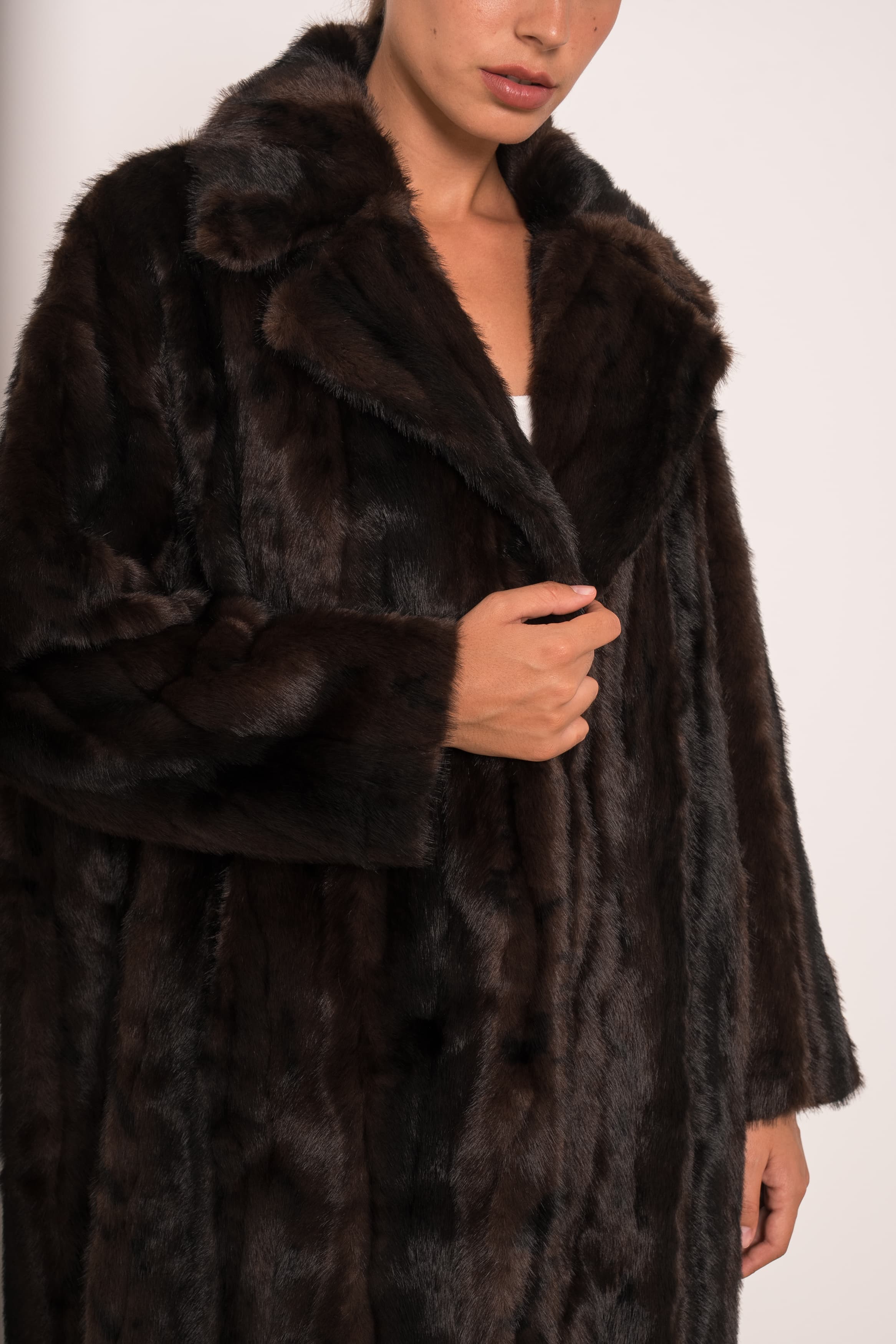 Manteau long en fausse fourrure effet vison