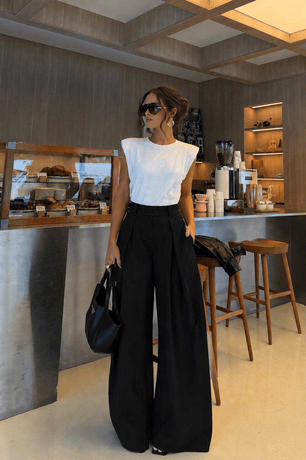 PANTALON PALAZZO NOIR MAT