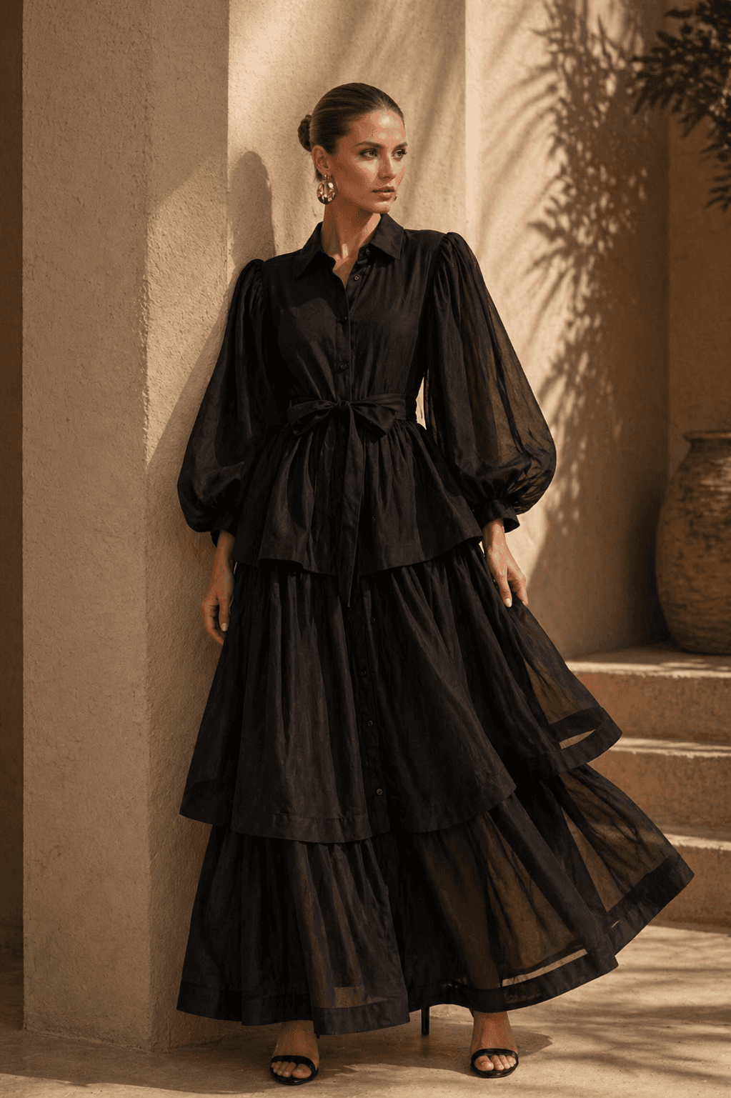 ROBE LONGUE À VOLANT 