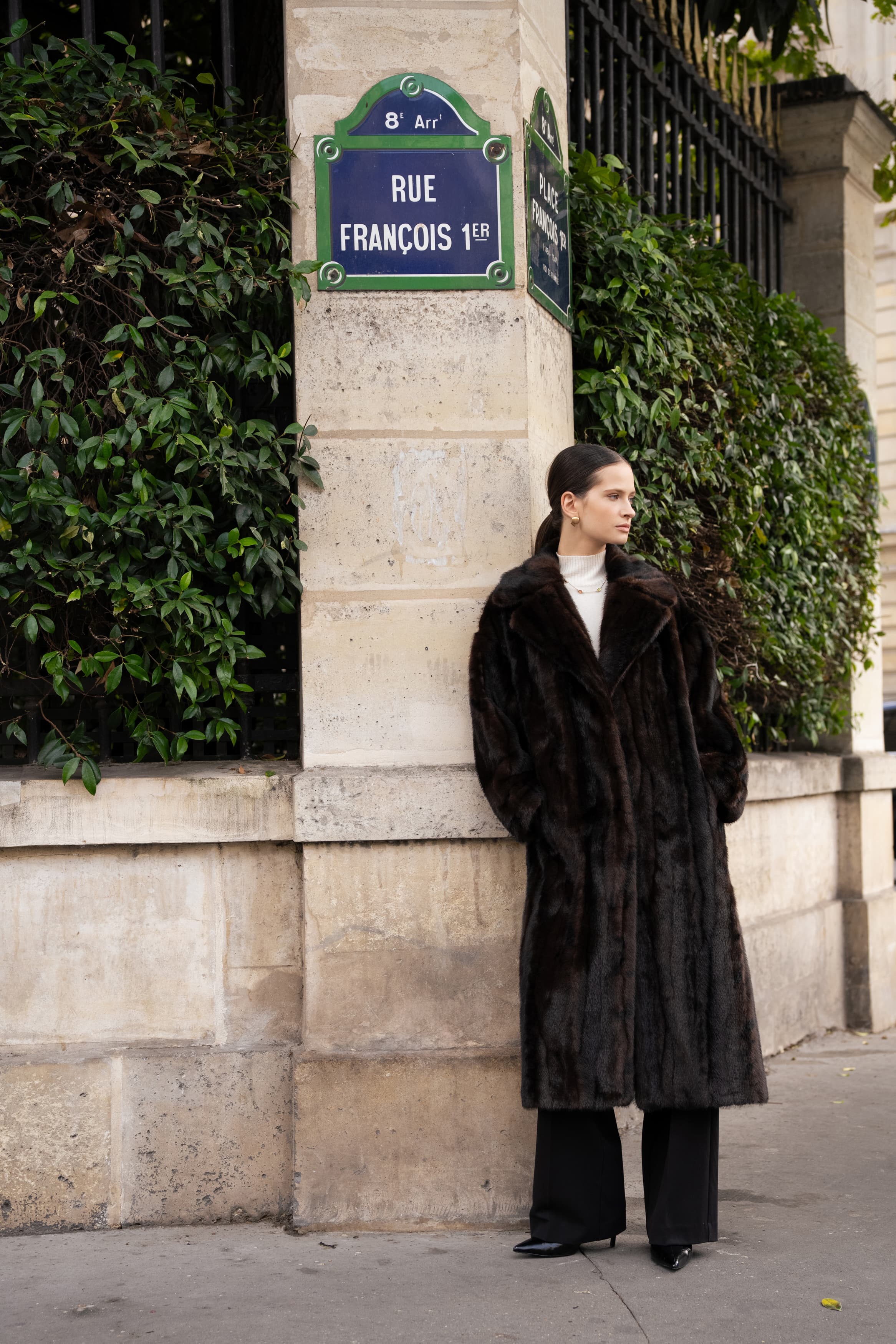 Manteau long en fausse fourrure effet vison