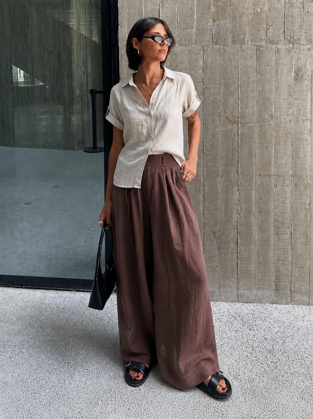 PANTALON PALAZZO MOCHA