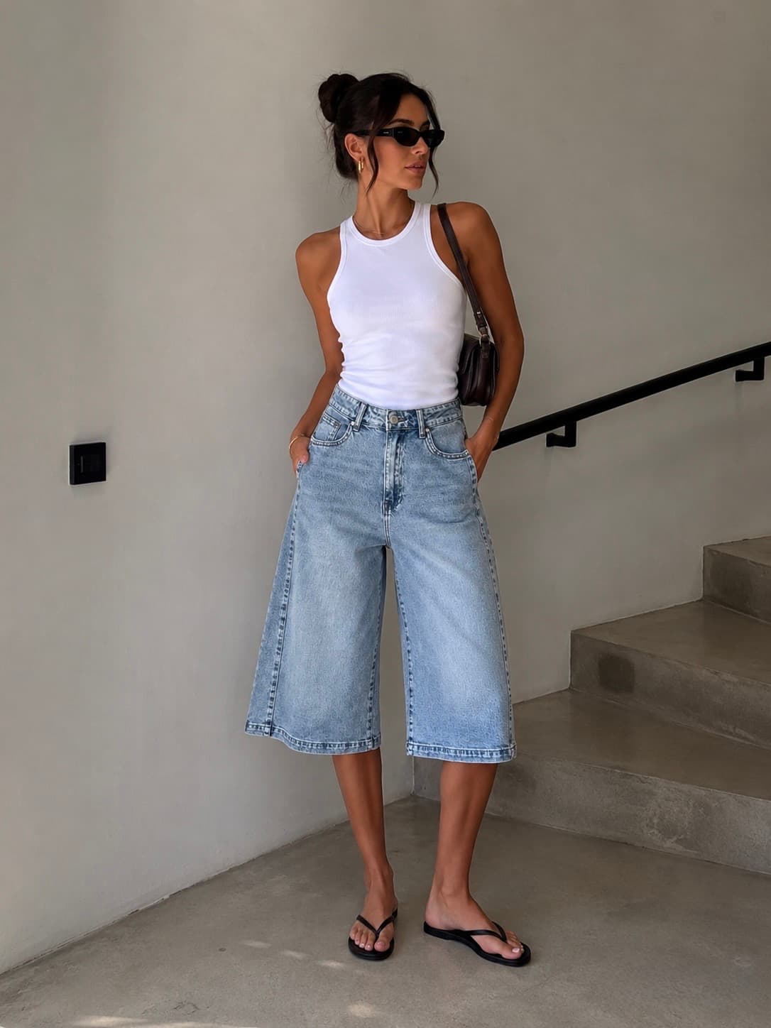 BERMUDA JEAN TAILLE HAUTE