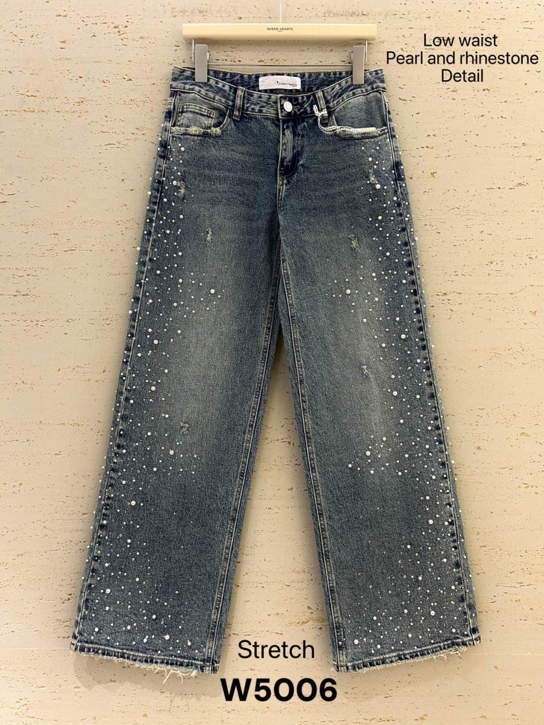 Jean Wide Leg perlé