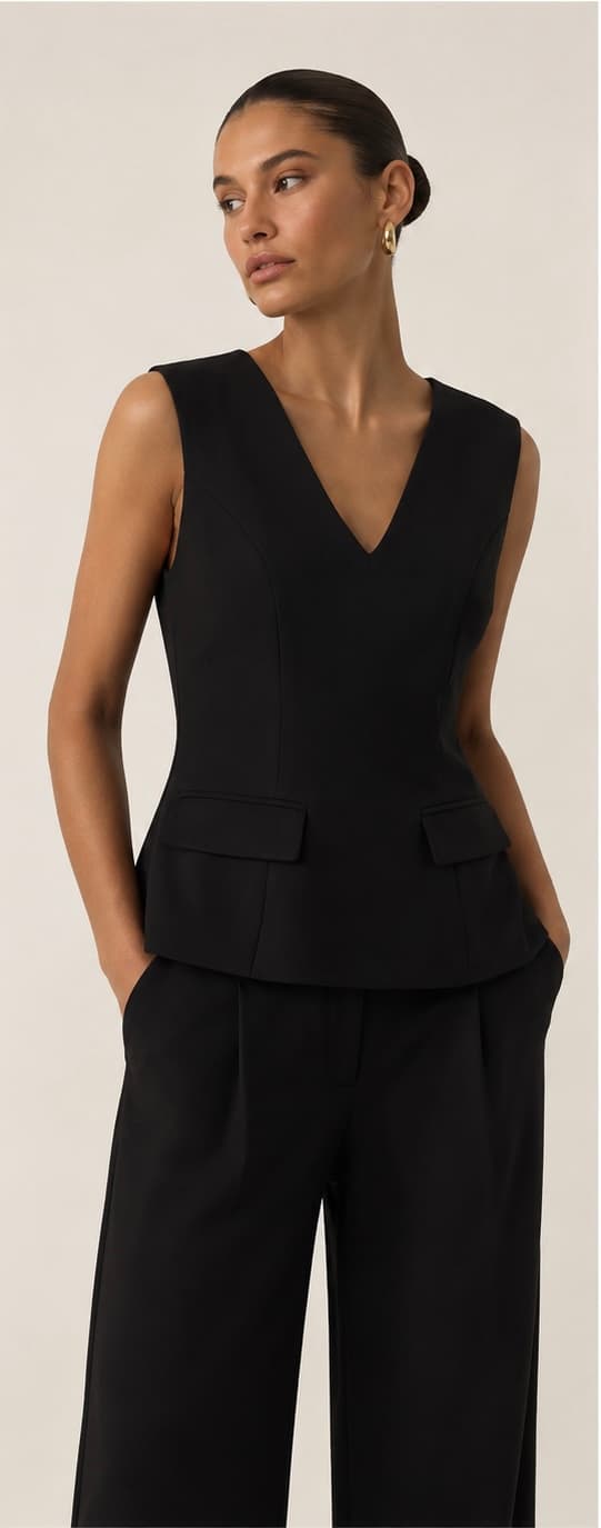 TOP TAILLEUR SANS MANCHES ÉLÉGANCE 