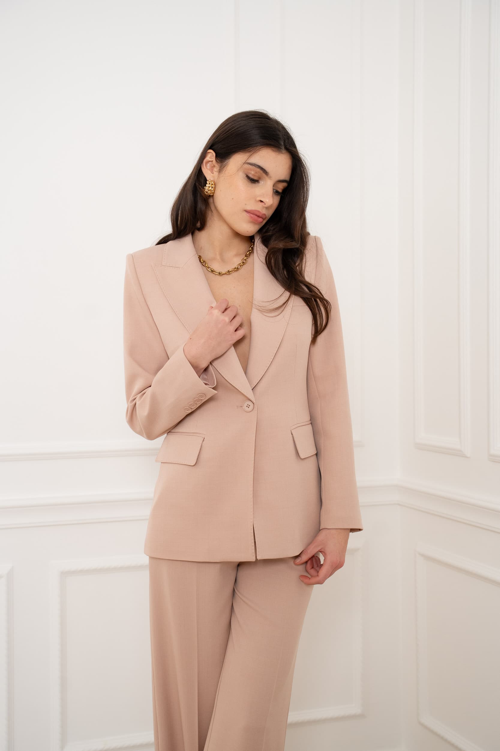 BLAZER CINTRÉ COUTURES PIQUÉES 