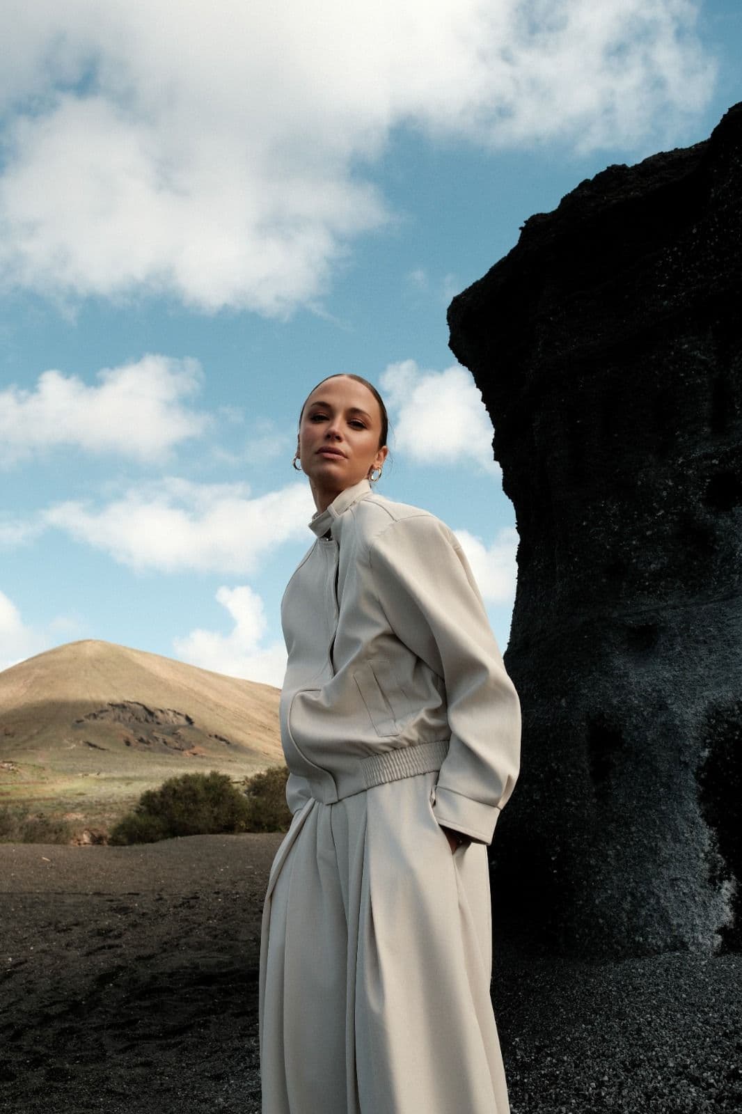 PANTALON WIDE LEG A PLIS BEIGE 